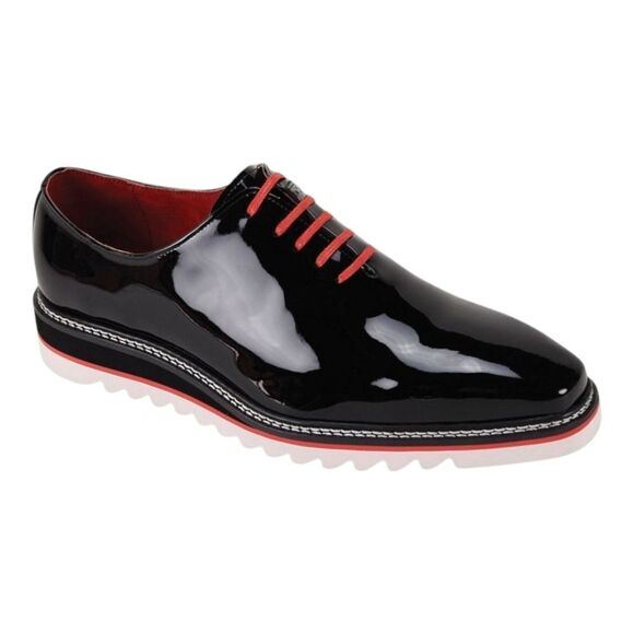 GIOVANNI MEN'S "RUBEN" BLACK PATENT LEATHER DRESS SHOE-SLEEK FINISH. RUBEN - Picture 2 of 2